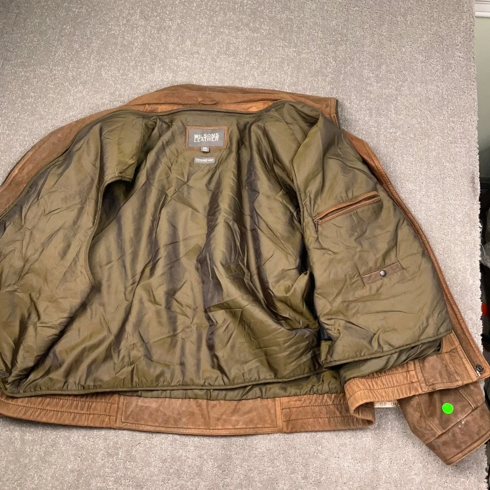 Wilsons Leather Jacket Mens 4XL Brown Thinsulate Lined Bomber Distressed Vintage